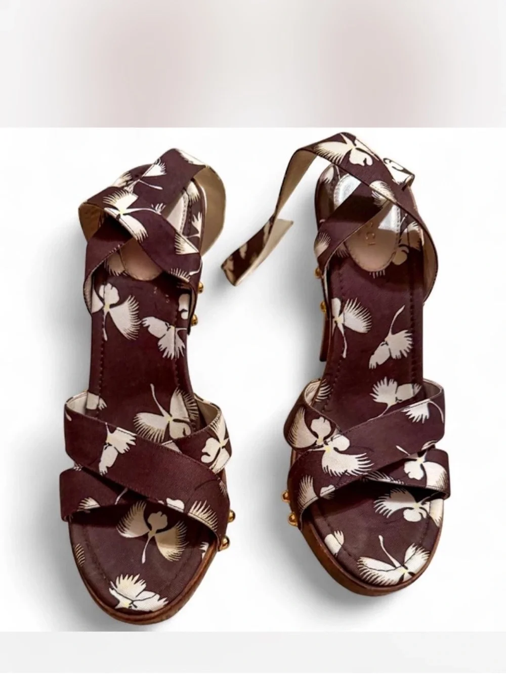 Gucci Floral Canvas Wooden Platform Heels – Women’s Size 8